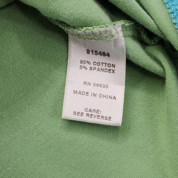 Cabela's Top Womens M Reg Green Blue Layered Look 3/4 Sleeves Stretch Cotton - Picture 5 of 9